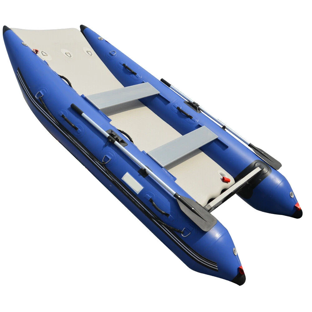 11 Ft Inflatable Catamaran Inflatable Boat Dinghy Mini Cat Boat Blue