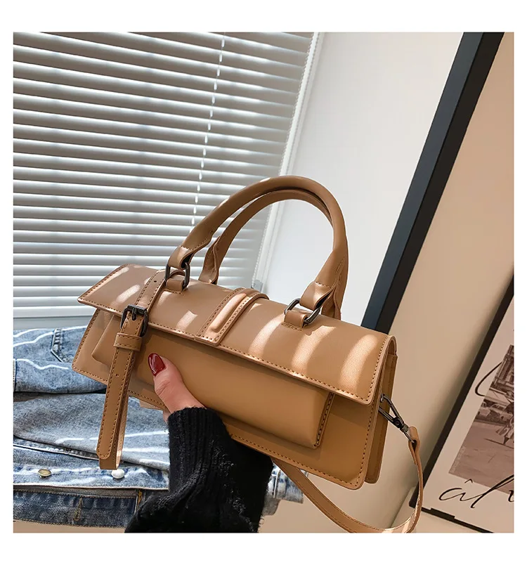 2023 New Style Versatile Handbag Fashion Women's Bag Simple Shoulder Bag Oblique Straddle Bag Pu Leather Women's Bag