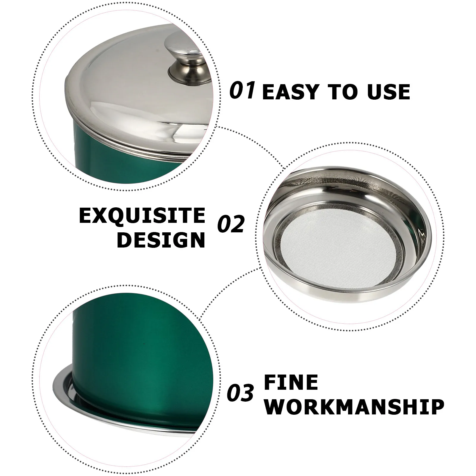 

Stainless Steel Oil Filter Pot 304 Thickened Anti Drop Kitchen Strainer Container Storage Can Scale Holder Hygienic