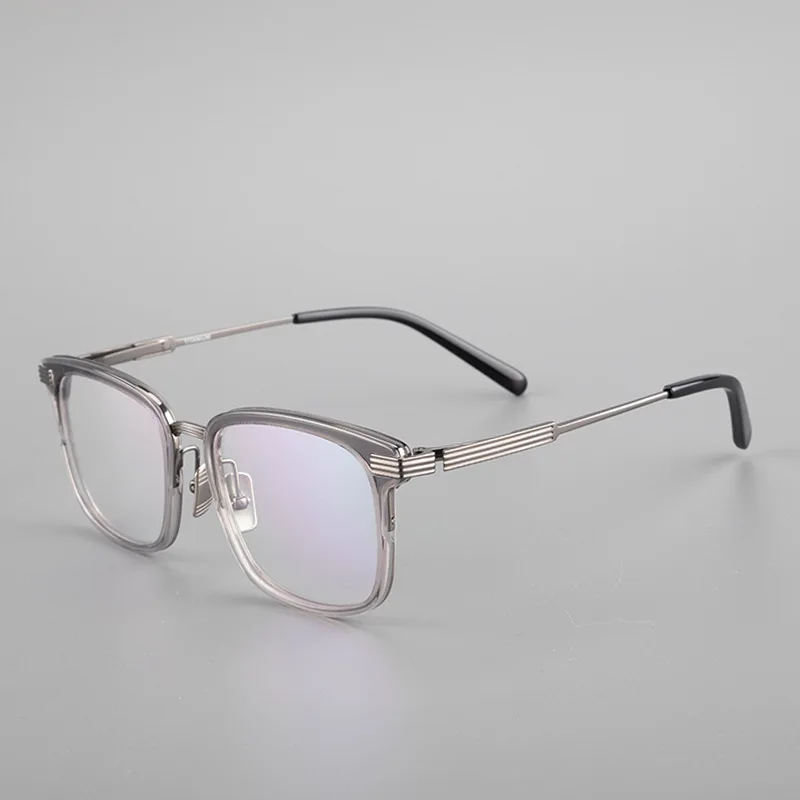 Retro tortoise shell square frame plate pure titanium large frame glasses frame men myopia glasses