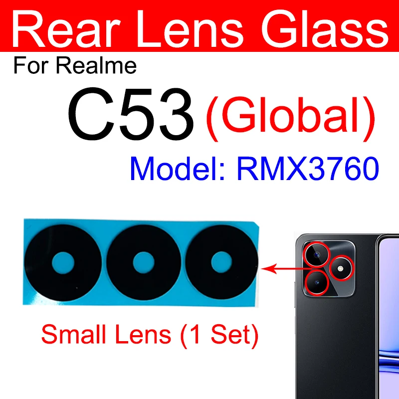 Back Camera Glass Lens For Realme C30 C30S C33 C31 C35 C53 C55 Rear Camera Lens Glass with Sticker Replacement