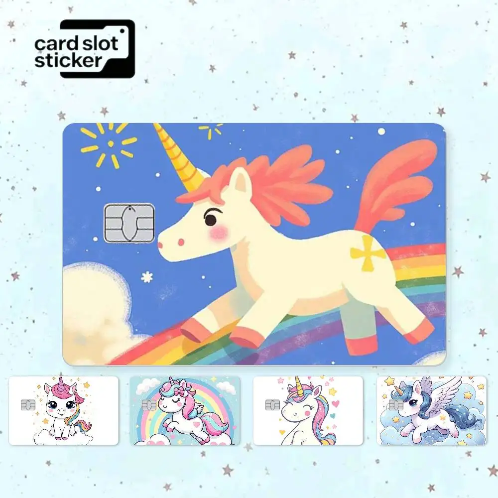

Cute Rainbow Pony Credit Card HD Stickers Small Chip Waterproof Sticker Game Card Decal Gift