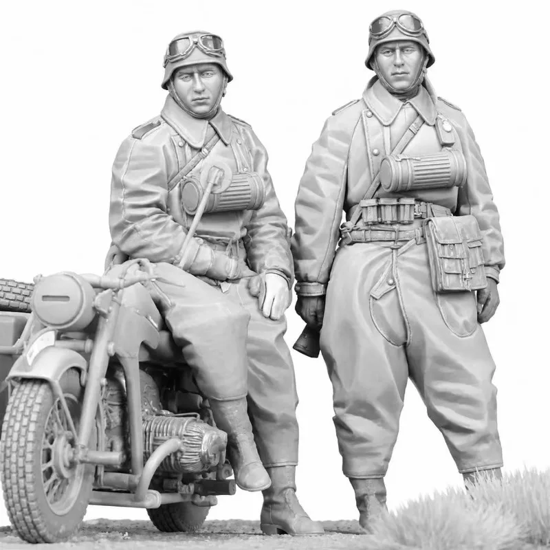 1/35 Scale Resin Figure Model Kits History Historical Military Motorcycle Rider Set Soldiers Unassembled Unpainted Garage Kit