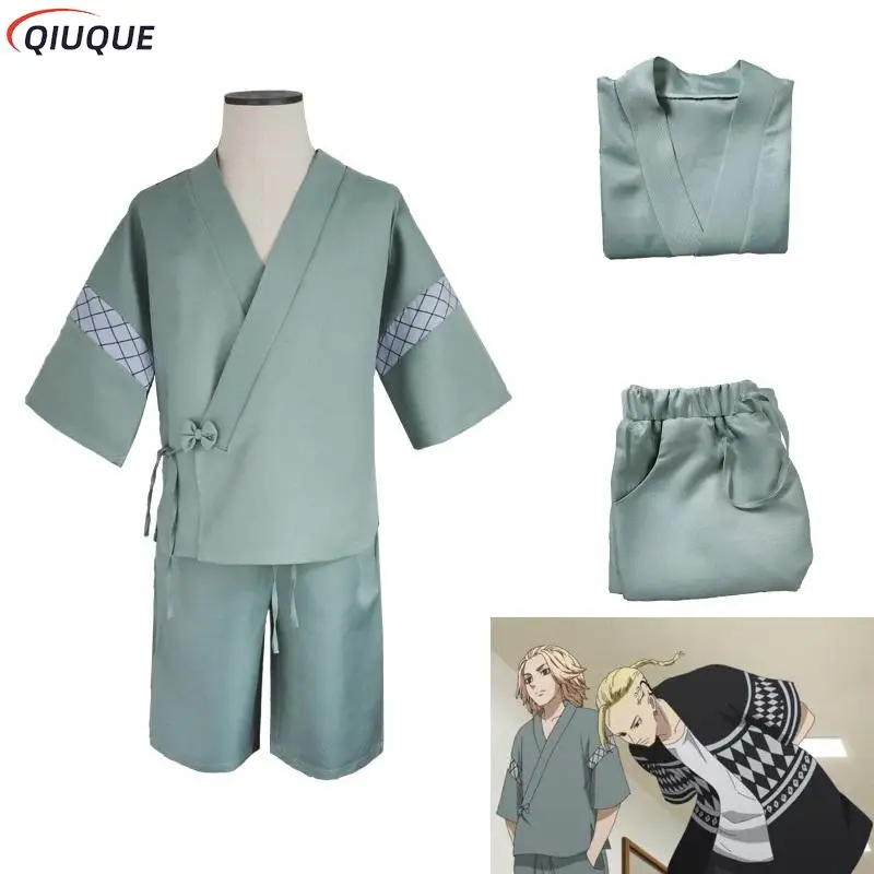 Sano Manjiro Cosplay Costume para Crianças e Adultos, Peruca Anime, Quimono, Roupas de Halloween, Homens e Mulheres