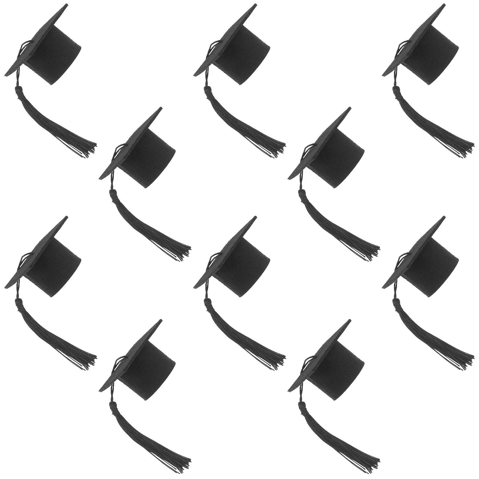

10pcs Mini Doctoral Hat Bottle Toppers Non-woven Graduation Caps Decor Tiny Hats Party Supplies Bar Tools