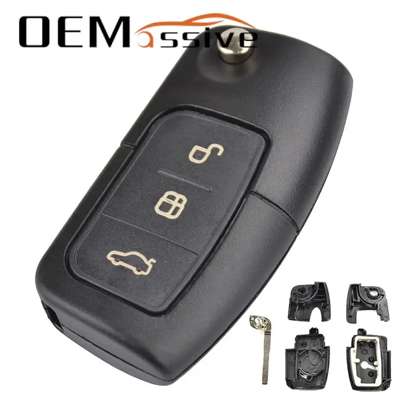 Flip Remote Smart Key Case Cover Shell Holder 3 Button For Ford Mondeo Fiesta Focus Cabriolet Territory Galaxy Kuga 2010 2012