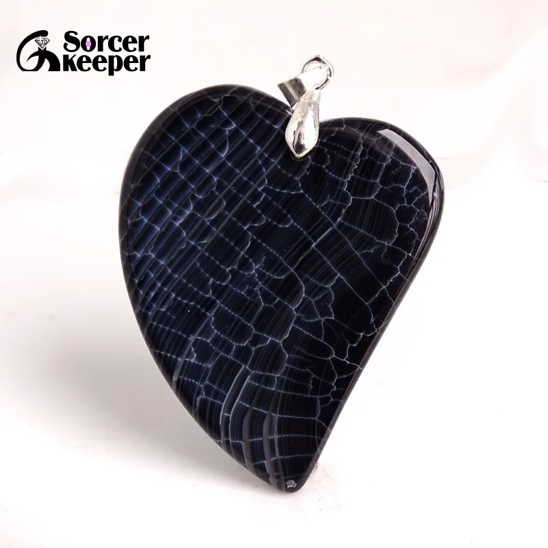 Fashion Women Man Heart Necklace Pendant Natural Botswana Agate Stone Pendant Slide Healing Crystals for Jewelry Making BA827