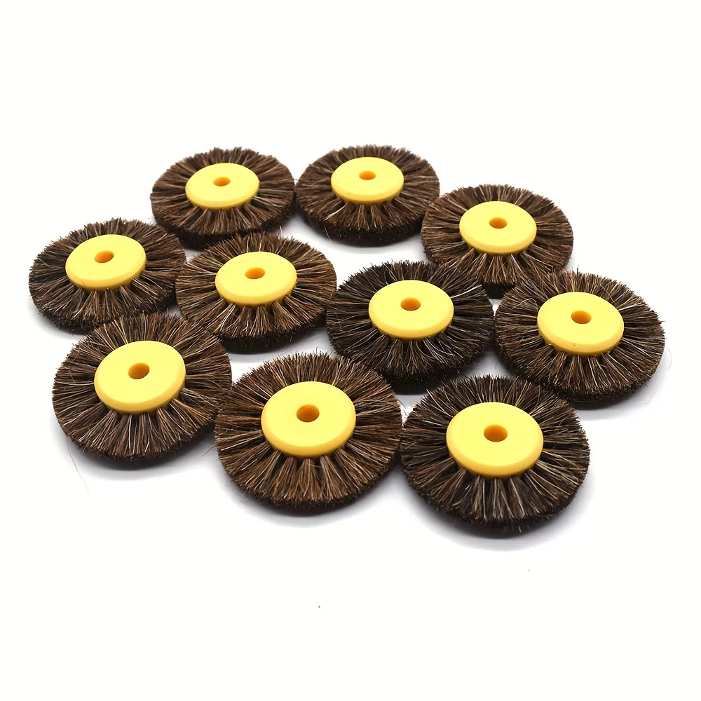 10pcs/Set 55mm Bristle Polishing Cleaning Brush For Jewelry Crafts, Hard And Soft Hair Brown