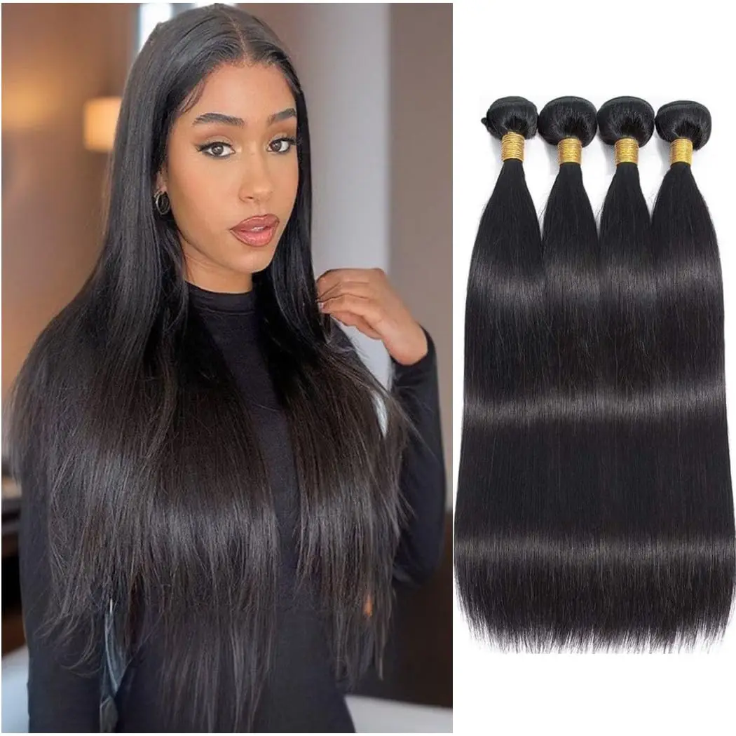 حزم مستقيمة الشعر البشري 10A الشعر البشري 3 حزم شعر مستقيم 22 24 26 بوصة الخام نسج الشعر البشري اللون الطبيعي للنساء