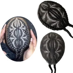 Reemplazo de cabello humano virgen brasileÃąo para hombres negros, tupÃĐ doble de 8 trenzas de maÃz, 8x10, Unidad de encaje completo