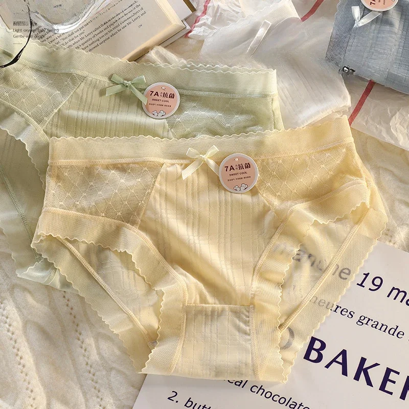 

Женское нижнее белье 7A, детские хлопковые антибактериальные кружевные хлопковые бесшовные удобные дышащие летние тонкие трусы с промежностью
