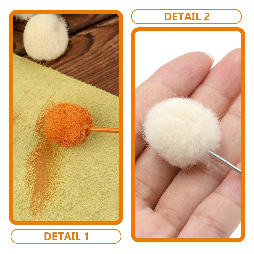 

100pcs Wool Daubers Crafts Tools Dye Balls Applicator Metal Handle Sturdy Iron Material Leathercare Accessories