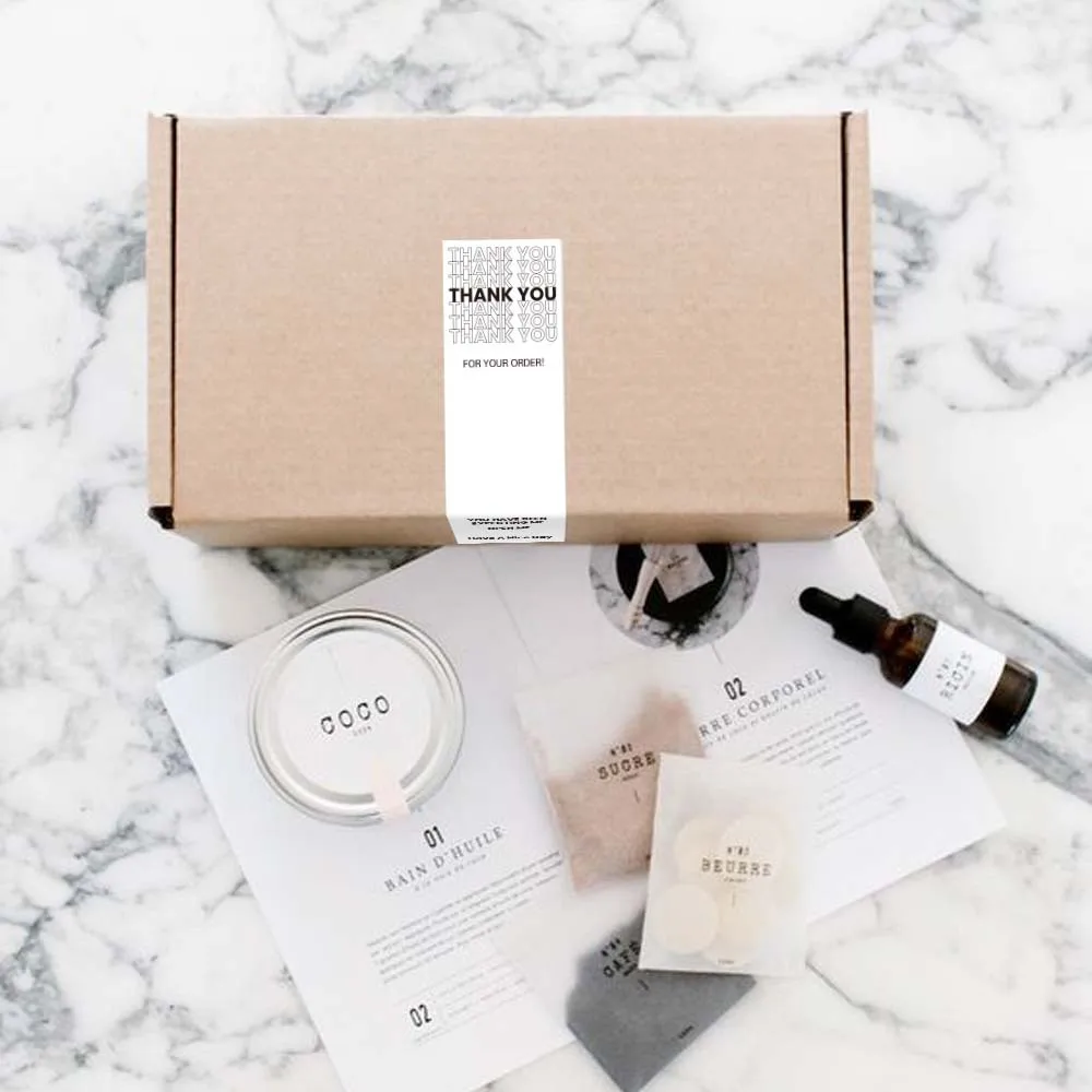 100pcs/roll Simple Thank You Stickers Wedding Birthday Party Gift Box Seal Sticker Decorative Envelope Label Packaging Supplie