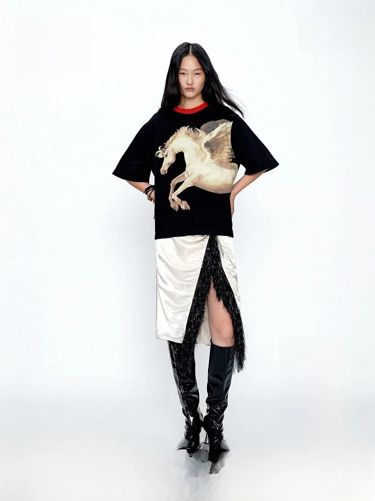 

Женская футболка Jacques Wei Hm, весна 2026, новогодняя коллекция, оверсайз, с коротким рукавом, повседневная, универсальная, для ежедневной носки