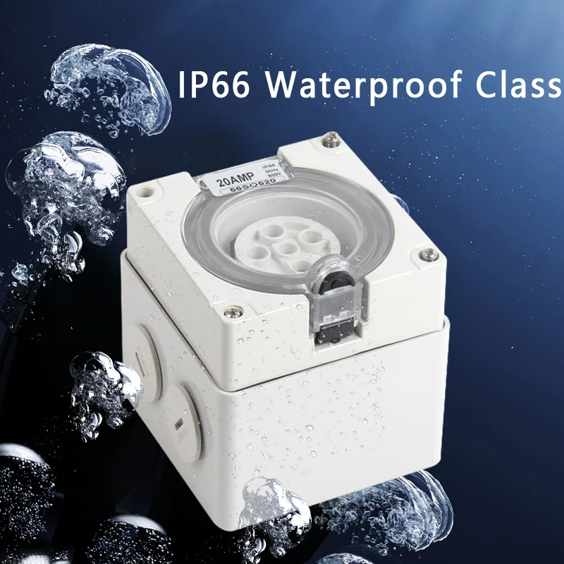 Electronic Industrial Waterproof Socket British Australian Standard IP66 Rainproof 3-4-5 Hole Outdoor Power Socket Box