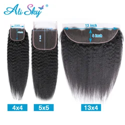 Kinky Straight 20 22 pollici 13x 4 frontale in pizzo solo 4x4 5x5 chiusure in pizzo solo 100% veri capelli umani frontali in pizzo trasparente Remy
