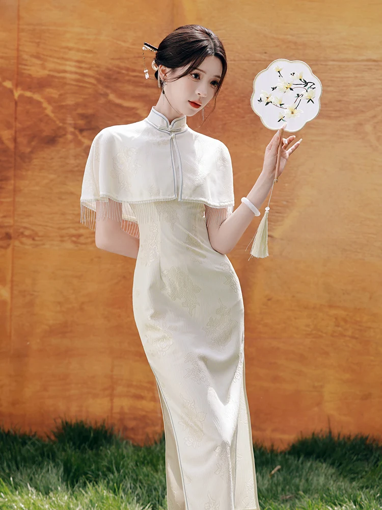 

Young Girl's Long Dr Tassel Trimmed Wedding Dr Ele Simple Sle Low Slit No Sve Color