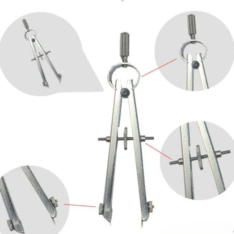 Bogenzirkel, Federzirkel, Multifunktions-Lederdruck-Winkelmesser, Zeichenwerkzeug für Ingenieurwesen – Detail 2