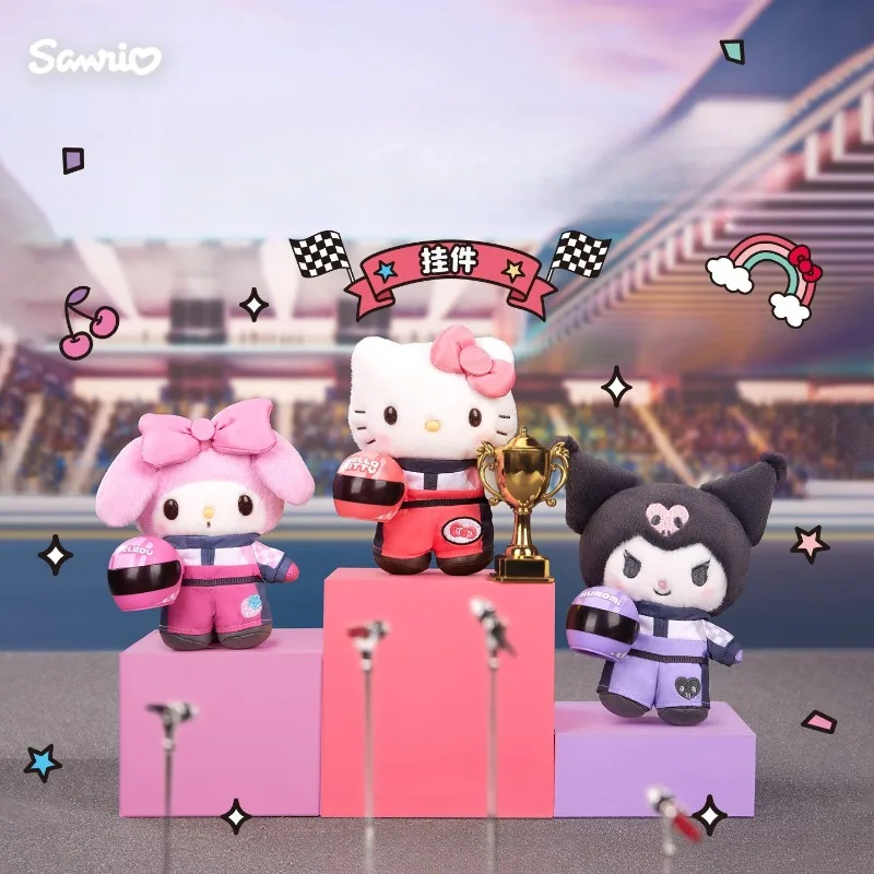 

Genuine Racing Car Series Hello Kitty My Melody Kuromi Soft Stuffed Doll Bag Hanging Charm Adorable Birthday Party Gift Pendant