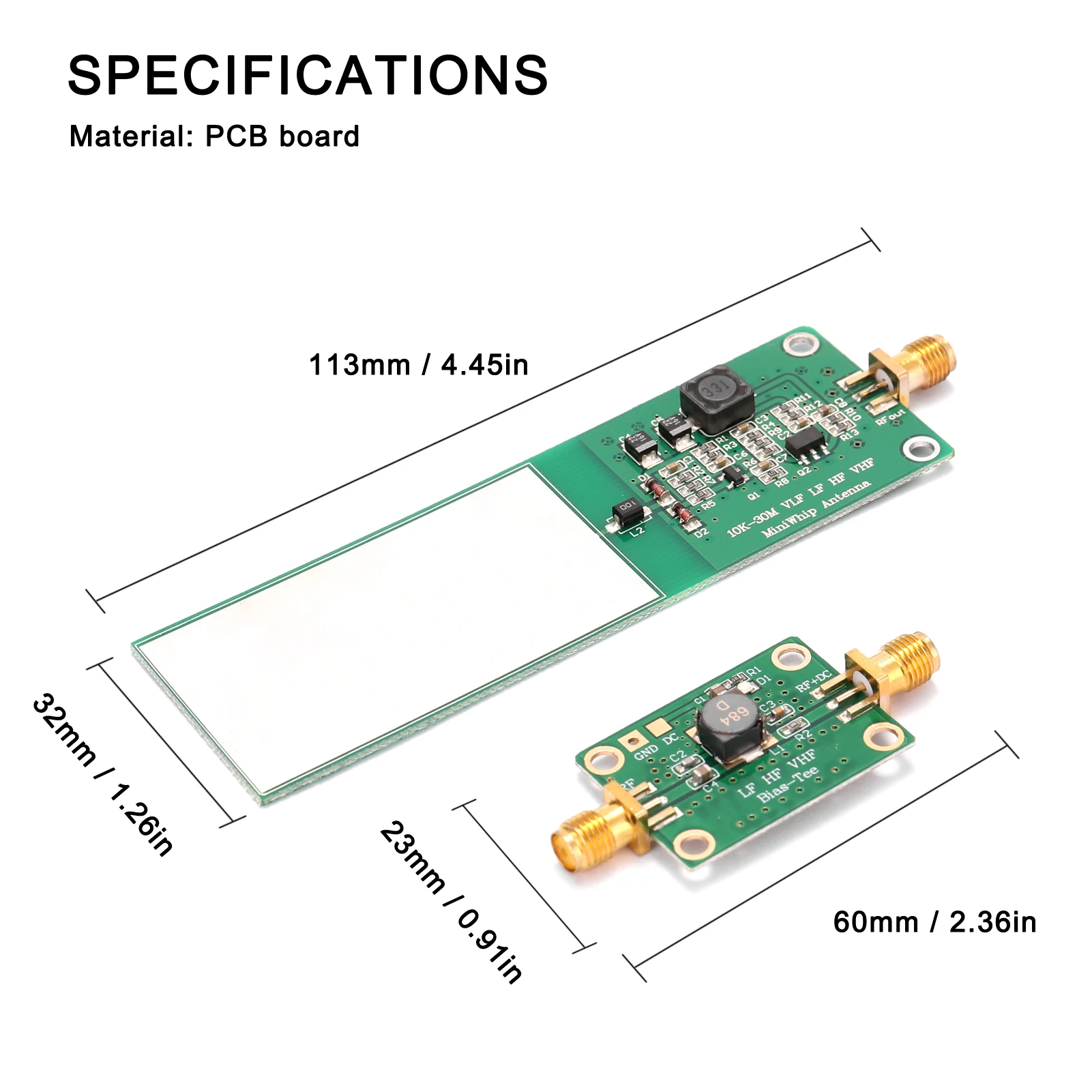 Mini-Whip 10KHz-30MHz 2Pcs Medium and Shortwave RTL‑SDR Active Antenna System Radio Receiver Electronic Component
