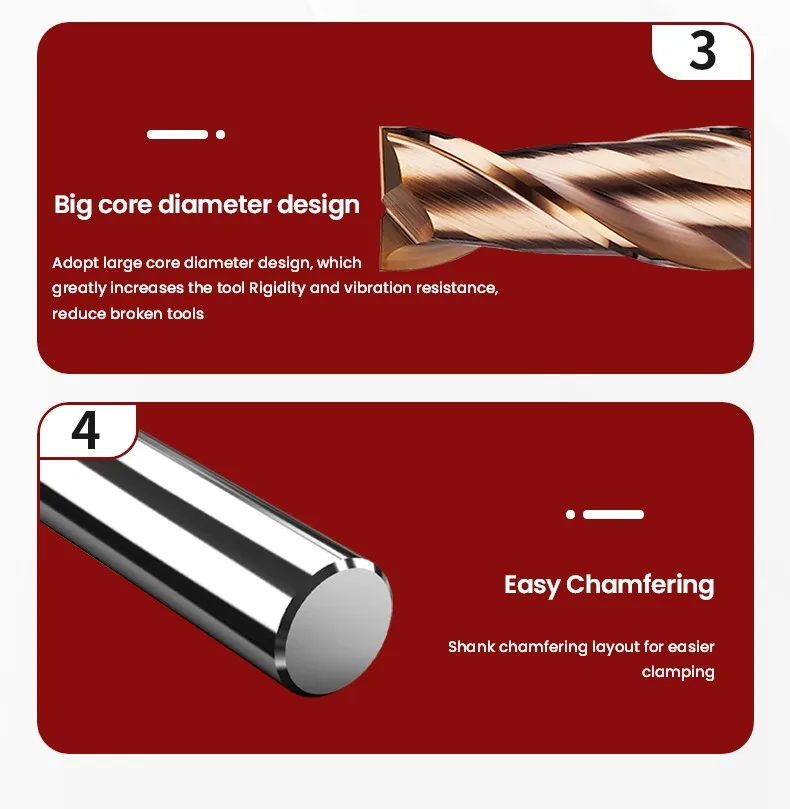 AZZKOR 2-Schneiden TGR-HRC55 Hartmetallfräser mit Nano-Beschichtung, CNC-Mechanische Bearbeitung, Flachfräser, Werkzeuge 1-20mm – Detail 13