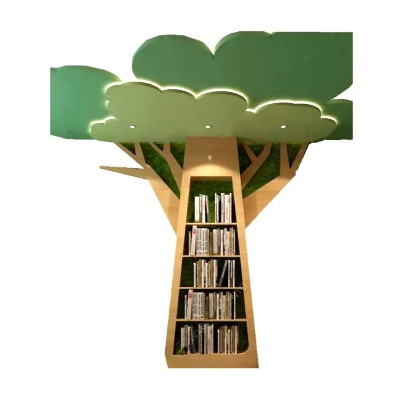 

Customized kindergarten front desk hall background bookcase creative tree picture book rack