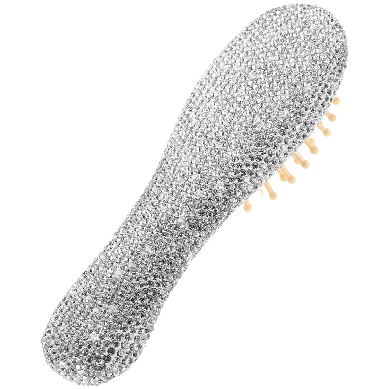 

Rhinestone Massage Comb Crystal Bride Wedding Scalp Silver Wooden Plastic Headpiece Lightweight Portable Hairdressing Smoothing