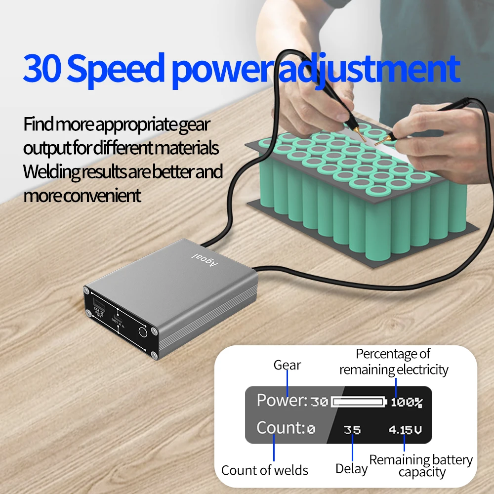 DH30 Spot Schweißer Einstellbare 30 Gears Tragbare OLED Bildschirm Spot Schweißen Maschine 5000mAh Lipo Enthalten für Max 0,2mm nickel Streifen