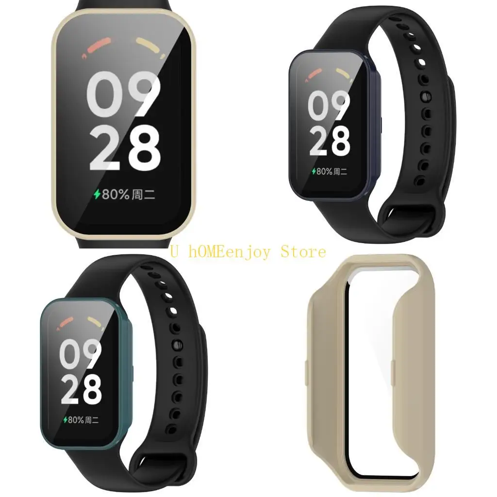 B0KF Full Coverage Protective Case Bracelet Skin for Band 8 Active/Redmi Band 2