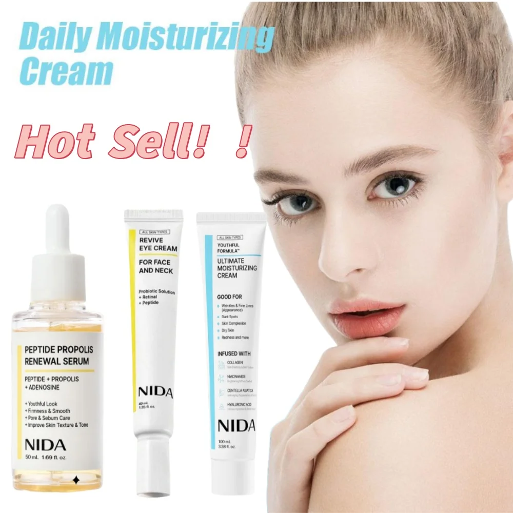 Crema Hidratante + Esencia para el Contorno de Ojos, Extracto de Plantas Naturales, Hidratación Duradera y Cuidado de la Piel Reafirmante Antienvejecimiento
