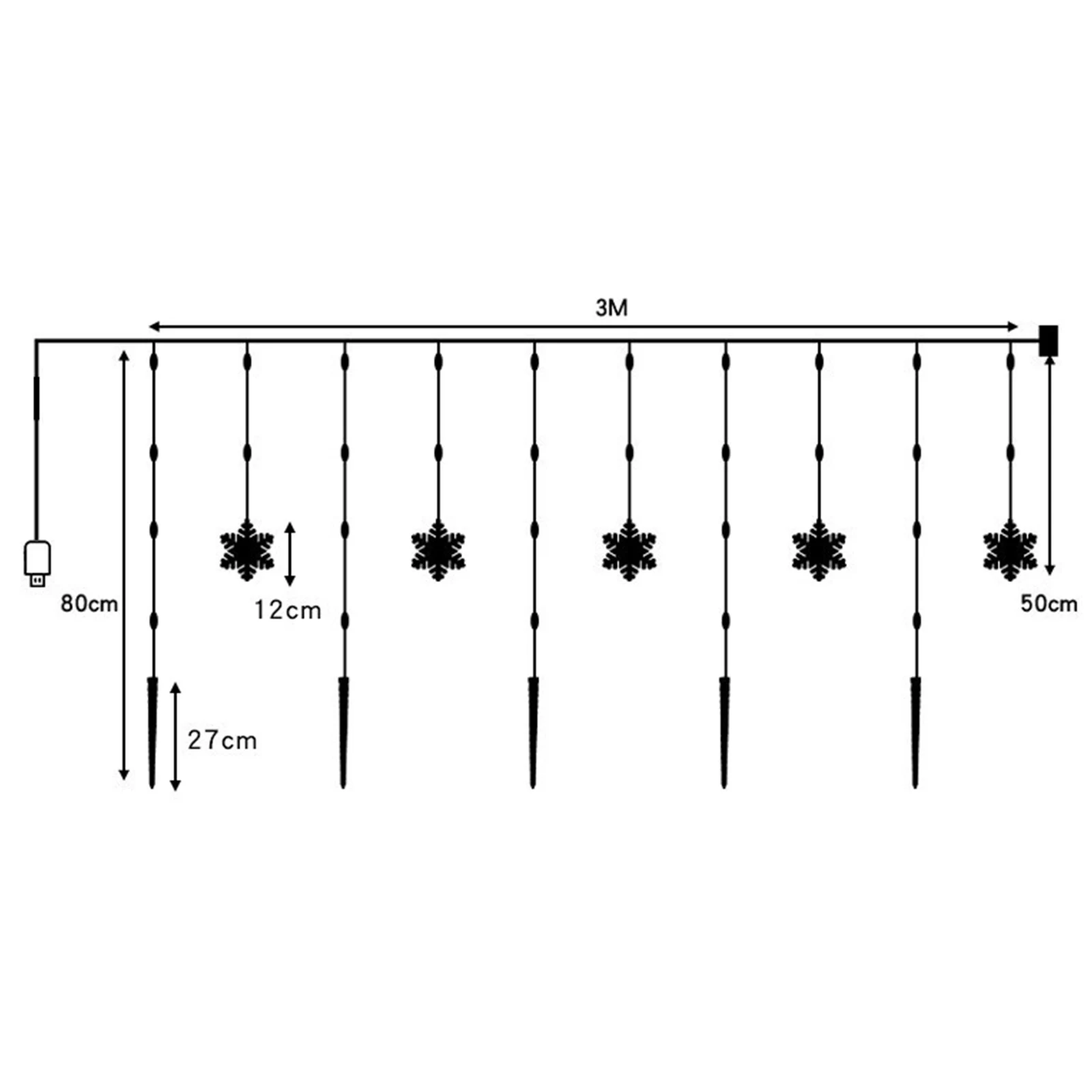 أضواء ستارة عيد الميلاد سلسلة أضواء مقاومة للماء مع 8 أوضاع أضواء خرافية لديكور عيد الميلاد الداخلي والخارجي #6