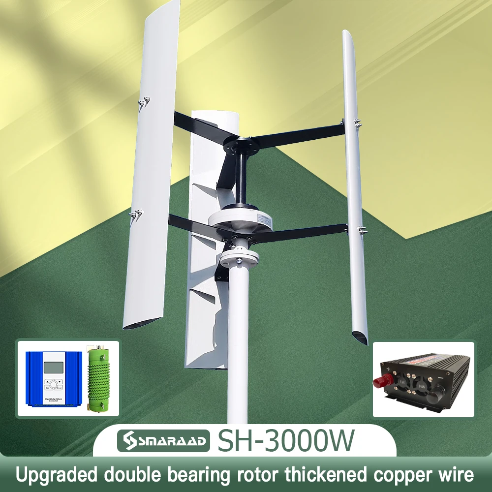 3000W Vertical Axis Maglev Wind Turbine Generator 12V 24V 48V  Free Energy For Homeuse Windmills Low RPM With Off Grid System