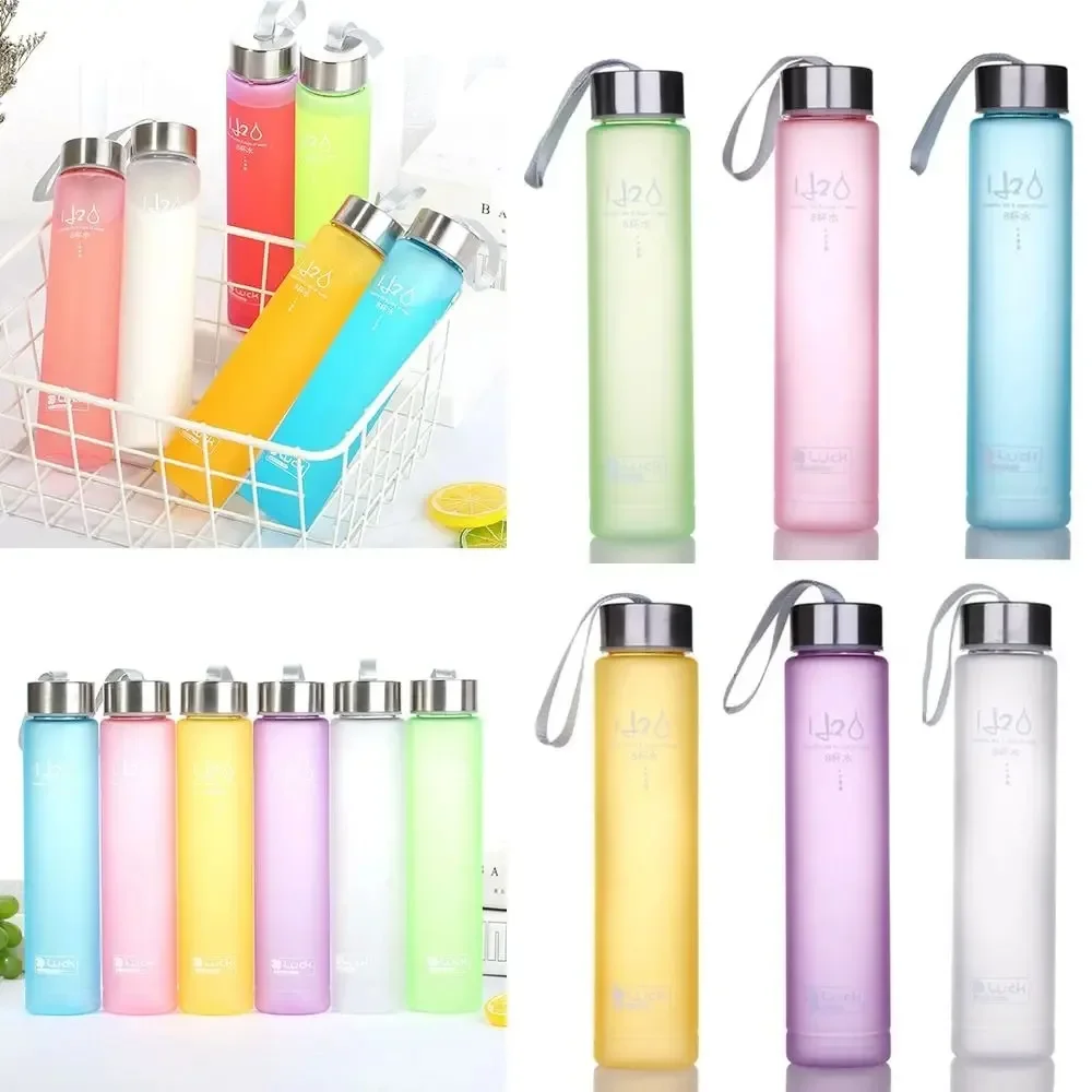 Outdoor Plastic Water Cup Frosted Drinking Bottle Girl Boy Portable Leak Proof Sports Bottle Drinkware Kitchen Dining Bar Home