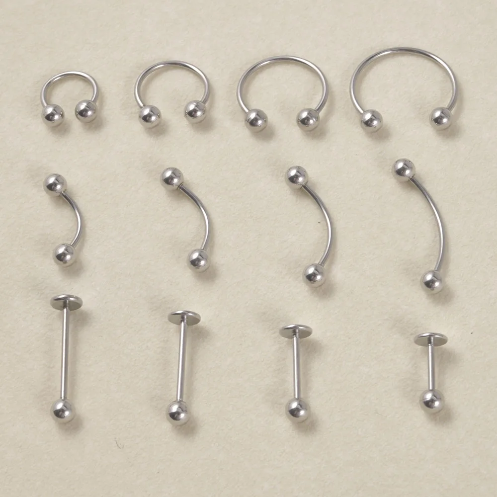 Piercing corporal de acero quirúrgico para labio, Labret, cartílago, Tragus, hélice, ceja, Banana, herradura, Barbells curvos, joyería, 1 unidad, 20g