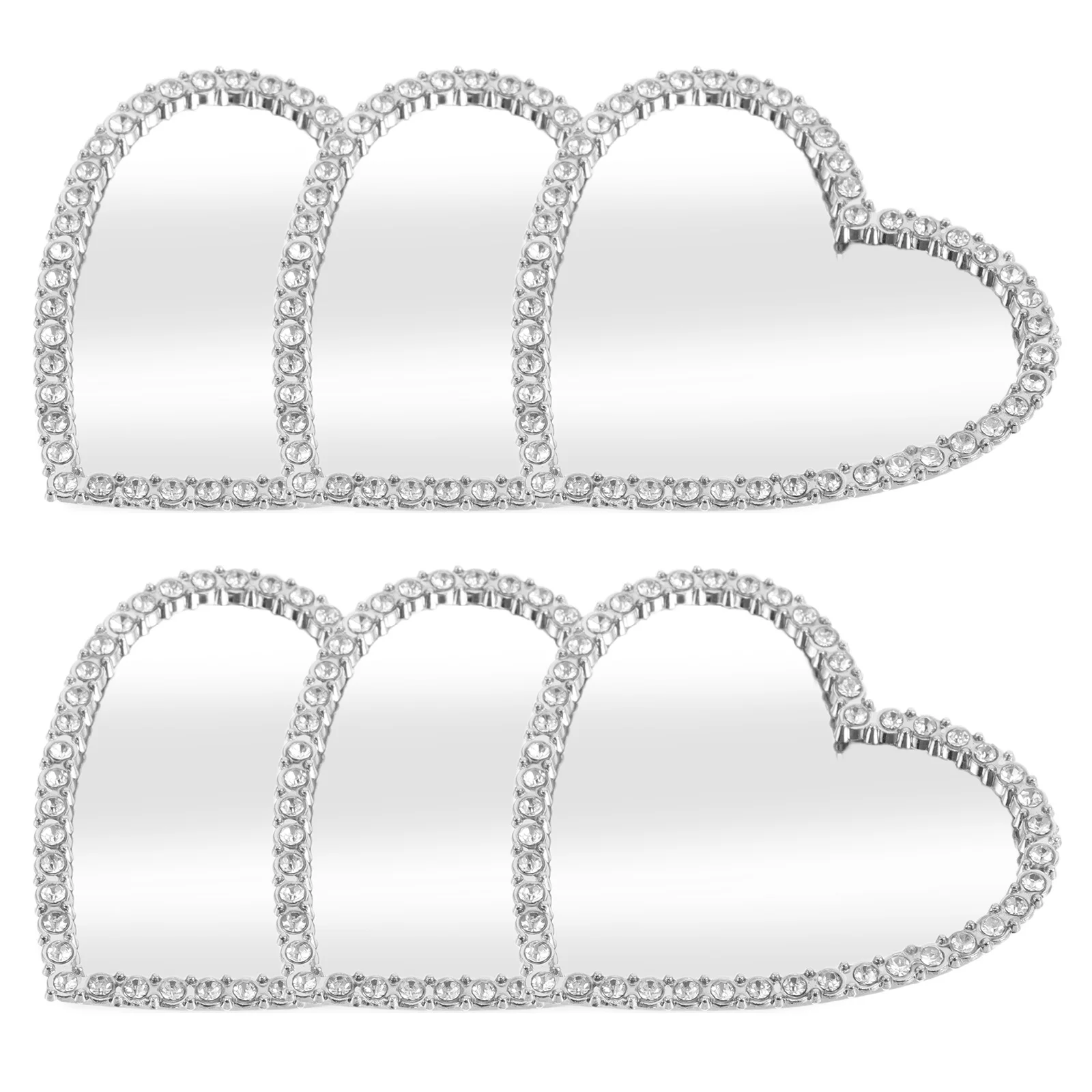 

6Pcs Heart-Shaped Rhinestone Phone Mirror DIY Phone Case Decorations Portable Makeup Pocket Mirror for Girls Travel