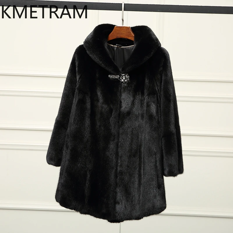 Natural Whole Mink Fur Coat Women Hooded Luxury Black Fur Jacket New in Outerwears Winter Fashion Womans Clothing 2025 Fourrure