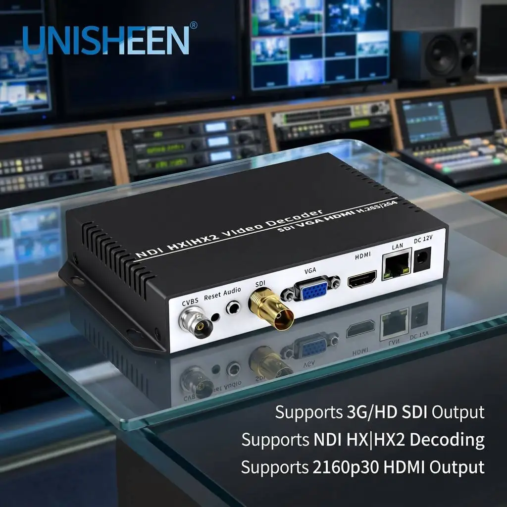Good Unisheen JM3500CS-N Professional 4K NDI HX2 SRT to 3G-SDI HDMI VGA CVBS Video Decoder Max up 4 Stream Support