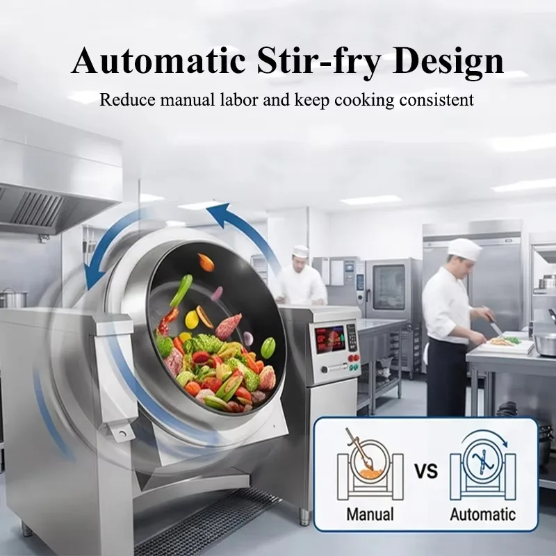 Large Capacity Commercial Industrial Kitchen Equipment Multifunctional Electric Stainless Steel 30KW Stir Fryer Rice Cooking