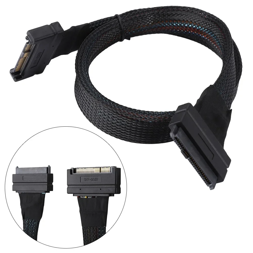 Mini SAS SFF-8639 Male to Female Extension Cord 0.55m Full Speed PCI Express 4.0 Data Server Cable for Server