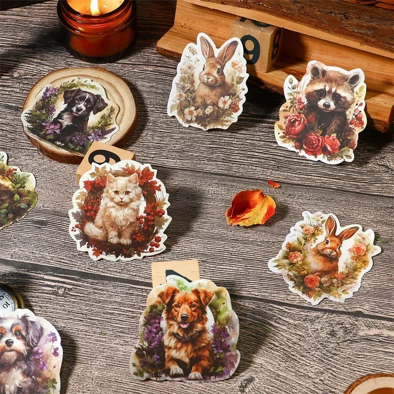 20Pcs Forest Animal Paradise Collage American Retro Handbook Stickers Cat Decor materiale forniture Scrapbook Cut 157*98MM