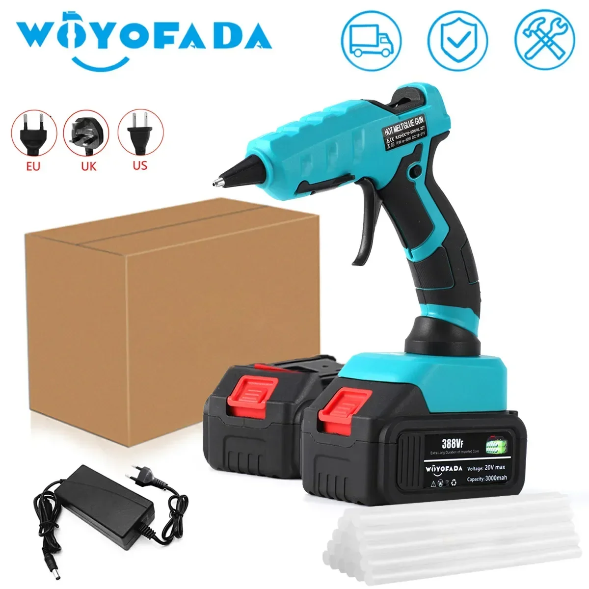 

50W Electric Hot Melt Glue Gun Cordless Electric Glue Grab 7mm Glue Stick Hot Melt Welding Hot Air Gun for Makita 18V Battery