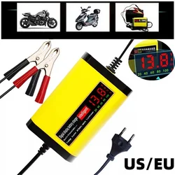 Smart Digital Car Battery Charger 12V 2A Fast Charging LED Display Automotive Motorcycle Car Charger for 12V 2AH-20AH Lead-Acid