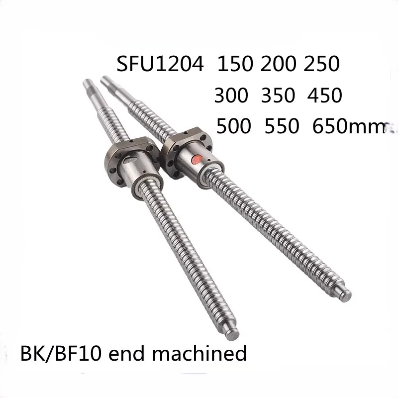 Machined 1204 Ball Screw SFU1204 200 300 500 600 800 1000mm C7 Roller Ballscrew With Single Ball Nut For CNC Parts