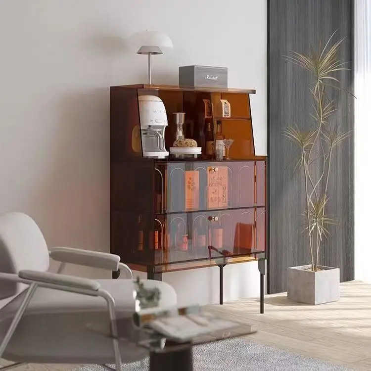 Light luxury Nordic acrylic dining side cabinet Modern simple tea cabinet Living room sofa side wine cabinet Small apartment