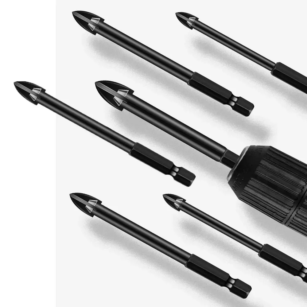 High Quality 3/4/5/6/8/10/12mm Cross Hex Tile Black Multifunctional Drill Bits Hole Opener Glass Ceramic Concrete