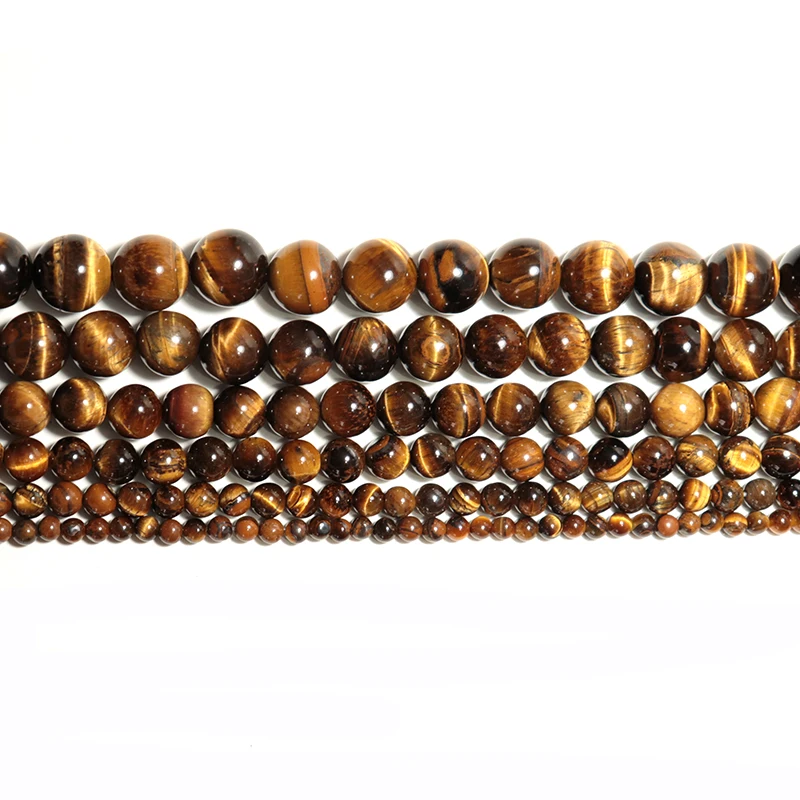 4mm/6mm/8mm/10mm/12mm/14mm Real Natural Tiger eye Stone Beads For Jewelry Making Brown Smooth Beaded Armbandjes Maken Perles