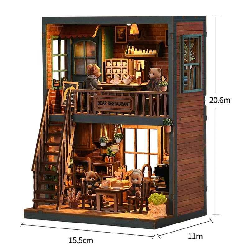 DIY Houten Poppenhuizen Miniatuur Assemblagemodel Kit 3D Puzzel Met Licht Meubilair Cottage Poppenhuis voor Vrienden Kerstcadeaus