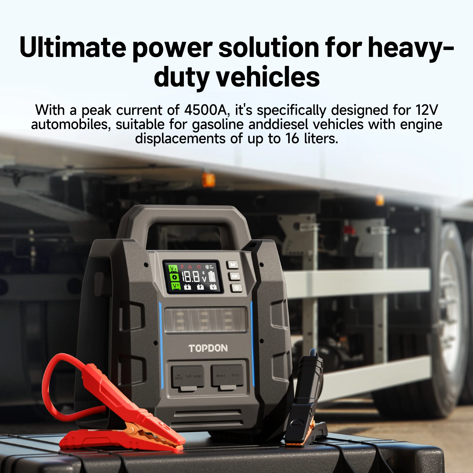 Portable Topdon V4500 Plus Multi Function Battery Booster Powerbank Super Capacitor 12V Jump Starter Power Bank for Truck