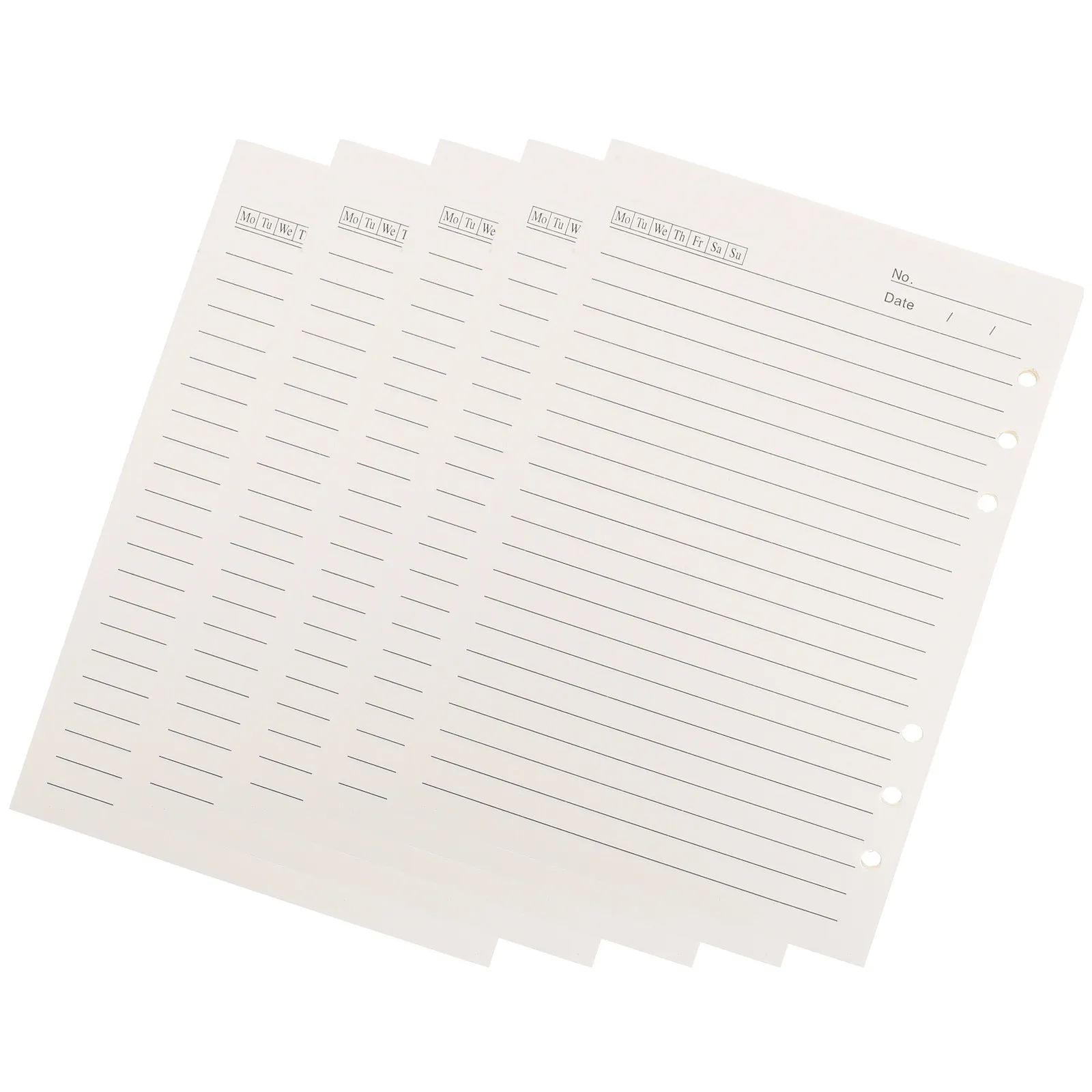 5Pcs Notebook Refill Paper A5 6-Hole Loose-Leaf Replacement Core Sheets Smooth Surface Suitable for Note Taking Journaling
