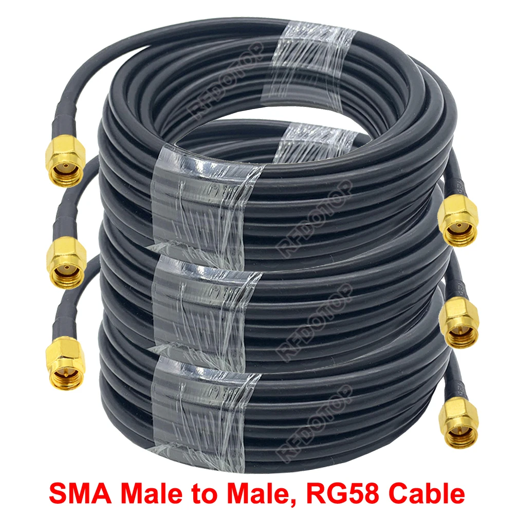 Kabel koncentryczny RG58 50Ω SMA męski do SMA męski, 1M-20M, przedłużacz anteny WiFi, złącze SMA-SMA-50JJ-3, adapter pigtail — zdjęcie 6